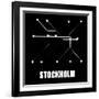 Stockholm Black Subway Map-null-Framed Art Print