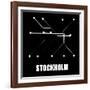 Stockholm Black Subway Map-null-Framed Art Print