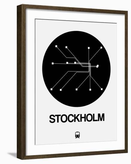 Stockholm Black Subway Map-NaxArt-Framed Art Print