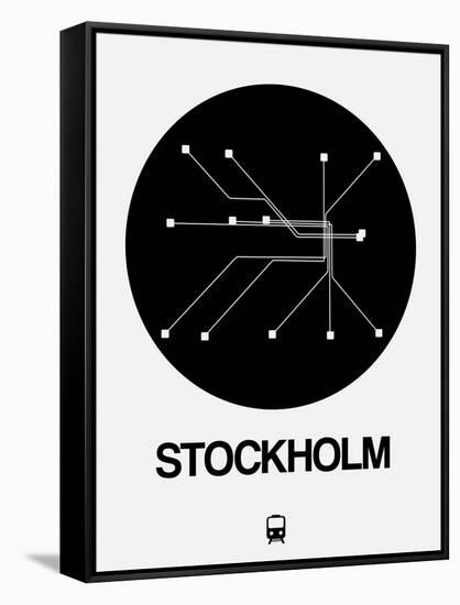 Stockholm Black Subway Map-NaxArt-Framed Stretched Canvas