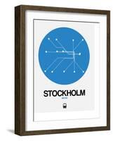 Stockholm Blue Subway Map-NaxArt-Framed Art Print