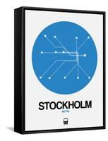 Stockholm Blue Subway Map-NaxArt-Framed Stretched Canvas