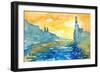 Stockholm City Hall Watercolor Painting-ArtesiaWells-Framed Art Print