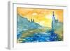 Stockholm City Hall Watercolor Painting-ArtesiaWells-Framed Art Print