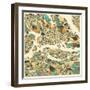 Stockholm Map-Jazzberry Blue-Framed Art Print