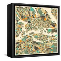 Stockholm Map-Jazzberry Blue-Framed Stretched Canvas