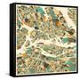 Stockholm Map-Jazzberry Blue-Framed Stretched Canvas