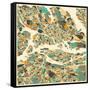 Stockholm Map-Jazzberry Blue-Framed Stretched Canvas