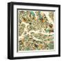 Stockholm Map-Jazzberry Blue-Framed Art Print