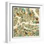 Stockholm Map-Jazzberry Blue-Framed Art Print