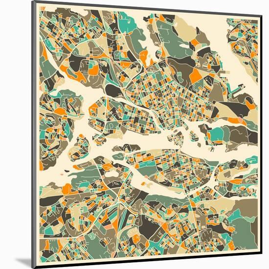 Stockholm Map-Jazzberry Blue-Mounted Art Print