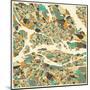 Stockholm Map-Jazzberry Blue-Mounted Art Print