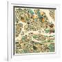 Stockholm Map-Jazzberry Blue-Framed Premium Giclee Print