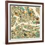 Stockholm Map-Jazzberry Blue-Framed Premium Giclee Print