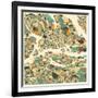 Stockholm Map-Jazzberry Blue-Framed Premium Giclee Print