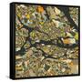 Stockholm Map-Jazzberry Blue-Framed Stretched Canvas