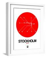 Stockholm Red Subway Map-NaxArt-Framed Art Print