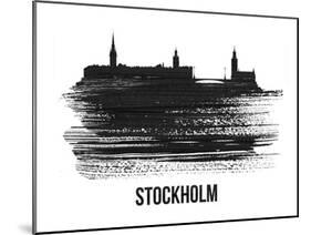 Stockholm Skyline Brush Stroke - Black II-NaxArt-Mounted Art Print