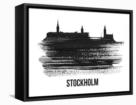 Stockholm Skyline Brush Stroke - Black II-NaxArt-Framed Stretched Canvas