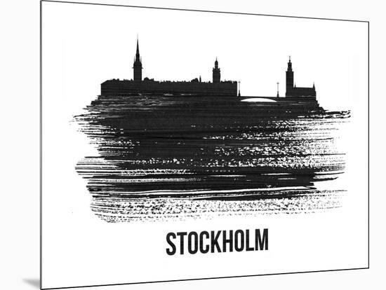 Stockholm Skyline Brush Stroke - Black II-NaxArt-Mounted Art Print