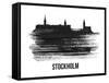 Stockholm Skyline Brush Stroke - Black II-NaxArt-Framed Stretched Canvas