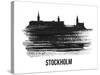 Stockholm Skyline Brush Stroke - Black II-NaxArt-Stretched Canvas