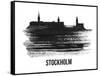 Stockholm Skyline Brush Stroke - Black II-NaxArt-Framed Stretched Canvas