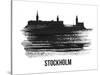 Stockholm Skyline Brush Stroke - Black II-NaxArt-Stretched Canvas