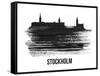 Stockholm Skyline Brush Stroke - Black II-NaxArt-Framed Stretched Canvas