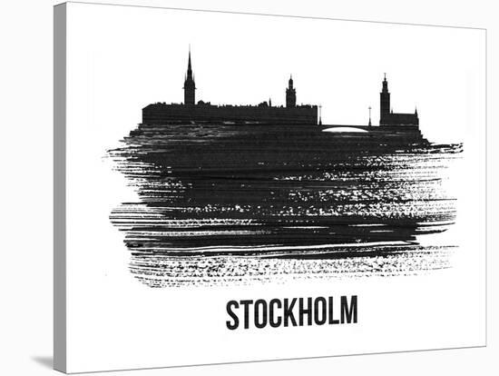 Stockholm Skyline Brush Stroke - Black II-NaxArt-Stretched Canvas