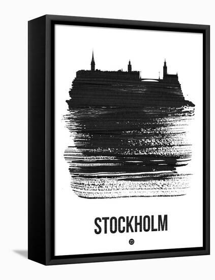 Stockholm Skyline Brush Stroke - Black-NaxArt-Framed Stretched Canvas