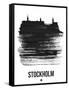 Stockholm Skyline Brush Stroke - Black-NaxArt-Framed Stretched Canvas