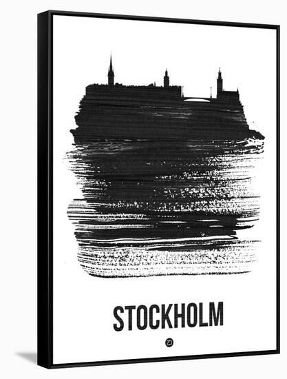 Stockholm Skyline Brush Stroke - Black-NaxArt-Framed Stretched Canvas