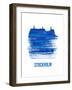 Stockholm Skyline Brush Stroke - Blue-NaxArt-Framed Art Print