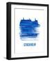 Stockholm Skyline Brush Stroke - Blue-NaxArt-Framed Art Print