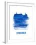 Stockholm Skyline Brush Stroke - Blue-NaxArt-Framed Art Print
