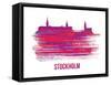 Stockholm Skyline Brush Stroke - Red-NaxArt-Framed Stretched Canvas