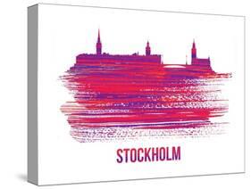 Stockholm Skyline Brush Stroke - Red-NaxArt-Stretched Canvas