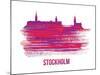 Stockholm Skyline Brush Stroke - Red-NaxArt-Mounted Art Print