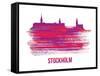 Stockholm Skyline Brush Stroke - Red-NaxArt-Framed Stretched Canvas