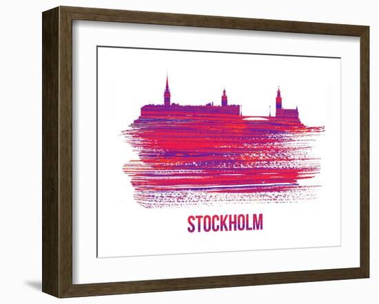 Stockholm Skyline Brush Stroke - Red-NaxArt-Framed Art Print