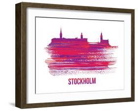 Stockholm Skyline Brush Stroke - Red-NaxArt-Framed Art Print