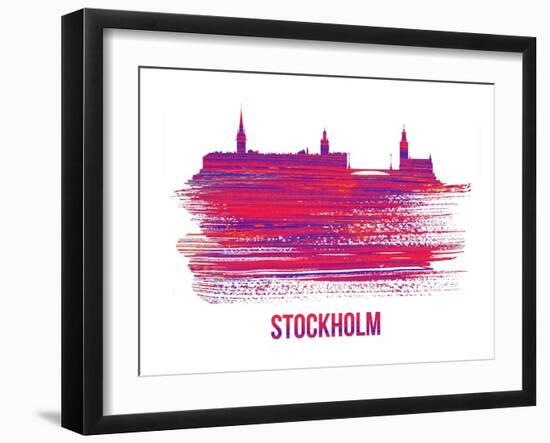 Stockholm Skyline Brush Stroke - Red-NaxArt-Framed Art Print