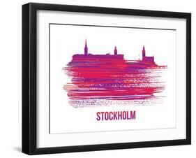 Stockholm Skyline Brush Stroke - Red-NaxArt-Framed Art Print