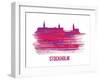 Stockholm Skyline Brush Stroke - Red-NaxArt-Framed Art Print