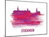 Stockholm Skyline Brush Stroke - Red-NaxArt-Mounted Art Print