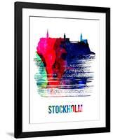 Stockholm Skyline Brush Stroke - Watercolor-NaxArt-Framed Art Print