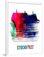 Stockholm Skyline Brush Stroke - Watercolor-NaxArt-Framed Art Print