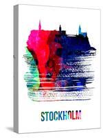 Stockholm Skyline Brush Stroke - Watercolor-NaxArt-Stretched Canvas