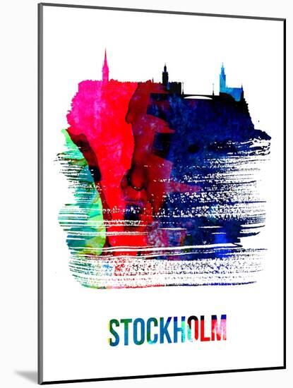 Stockholm Skyline Brush Stroke - Watercolor-NaxArt-Mounted Art Print